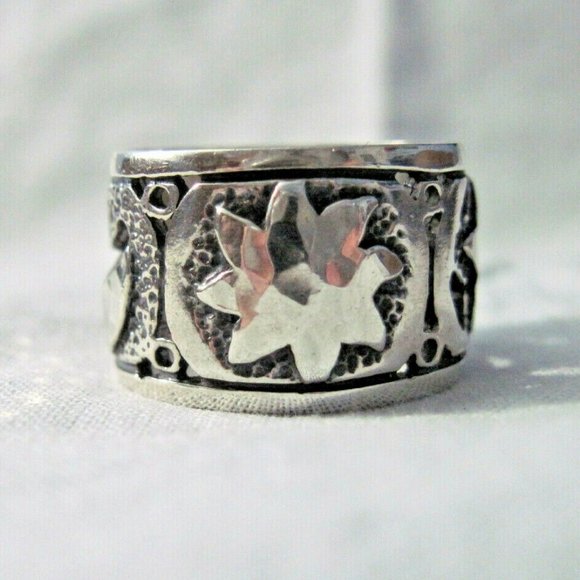 Sterling Silver 9.25 stamped sun, moon and star ring size 9 1/2 euc - Picture 1 of 8